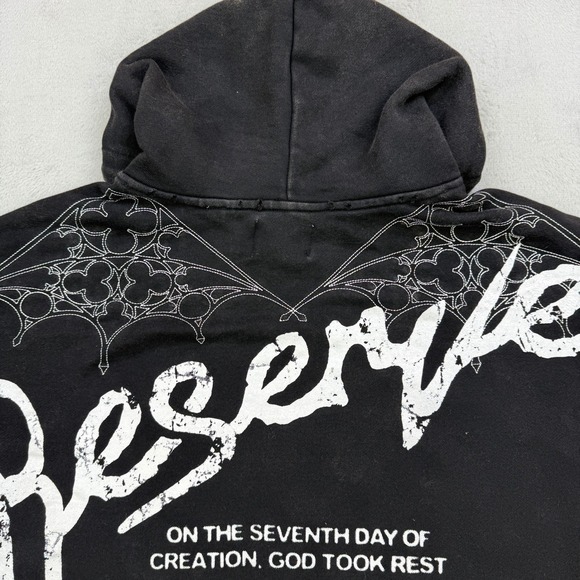 RESERVE Hoodie Mens Medium Sacred Sabbath Graphic Oversized Black Religious Art - Picture 9 of 15